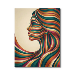 Flowing Stripes Woman — Colourful Figurative Canvas Wall Art Prints
