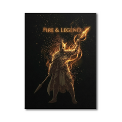 Fire & Legend — Golden Warrior Glitch Art Canvas Wall Art Prints