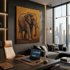 Elephant Within — Hidden Tribal Faces Optical Illusion Canvas Wall Art Prints
