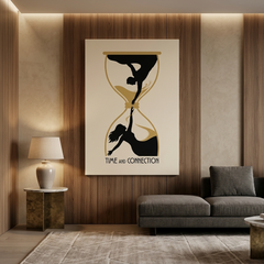 Time and Connection — Hourglass Couple Conceptual Canvas Wall Art Prints
