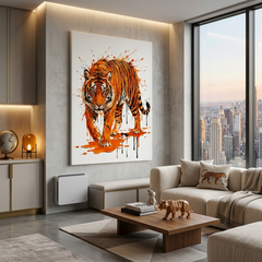 Wild Force — Tiger Paint Splash Canvas Wall Art Prints