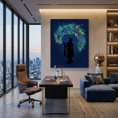 Krishna Peacock Feather Conceptual Canvas Prints for Home Wall Art
