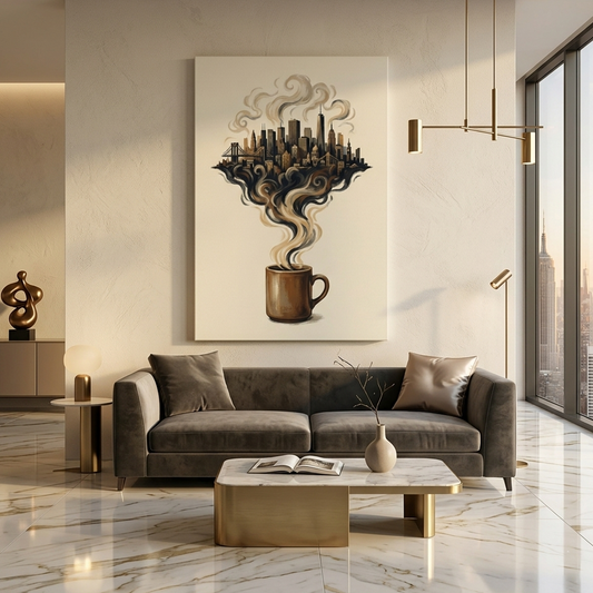 Coffee City Conceptual Canvas Prints for Living Room Art