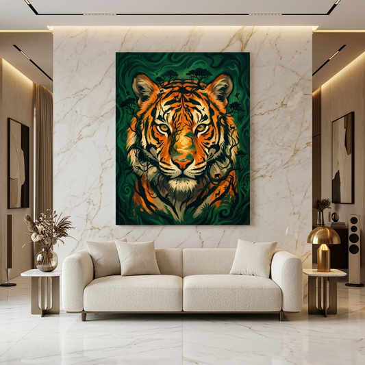 Tiger Face Conceptual Canvas Wall Art Prints for Home Decoration