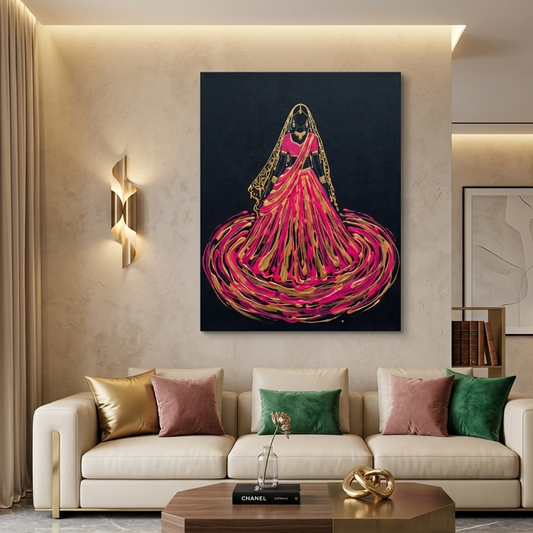 Indian Bride Conceptual Canvas Wall Art Prints for Bedroom Art