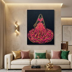 Indian Bride Conceptual Canvas Wall Art Prints for Bedroom Art