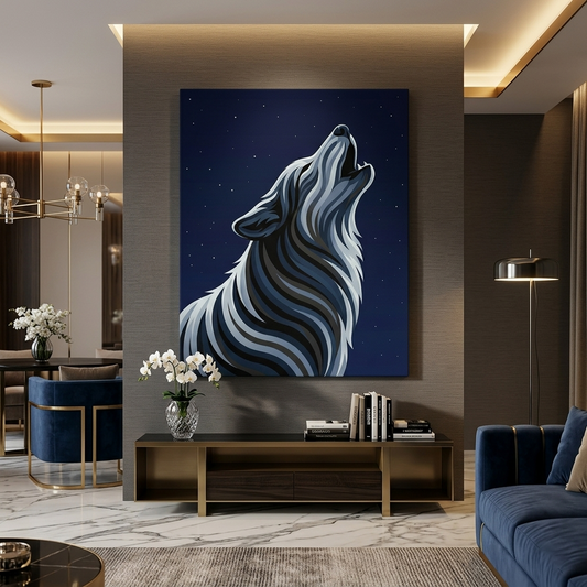 Howling Wolf Conceptual Canvas Wall Art Prints for Living Room Art