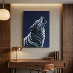 Howling Wolf Conceptual Canvas Wall Art Prints for Living Room Art