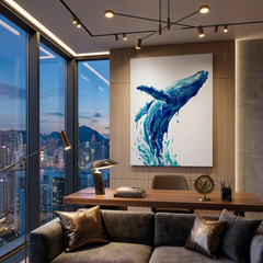 Blue Whale Conceptual Canvas Wall Art Prints for Living Room Art