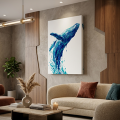 Blue Whale Conceptual Canvas Wall Art Prints for Living Room Art