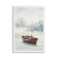 Lantern Boat in the Mist – Watercolor Art Canvas Prints
