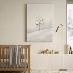 Red Cardinal in Winter White – Watercolor Art Canvas Prints