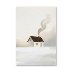 Little House in the Snow – Watercolor Art Canvas Prints