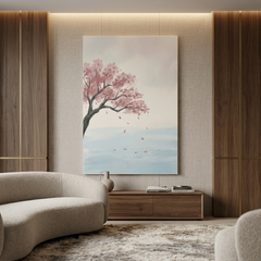 Cherry Blossom Petals on Water – Watercolor Art Canvas Prints