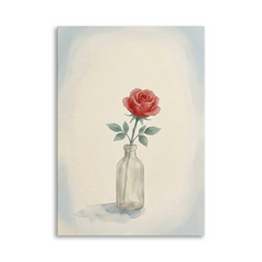 Single Rose in a Bottle – Watercolor Art Canvas Prints