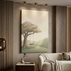Empty Swing on Rolling Hills – Watercolor Art Canvas Prints