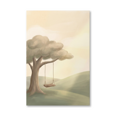 Empty Swing on Rolling Hills – Watercolor Art Canvas Prints