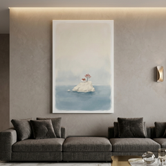 Little House on Island Rock – Watercolor Art Canvas Prints