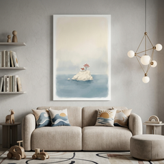 Little House on Island Rock – Watercolor Art Canvas Prints