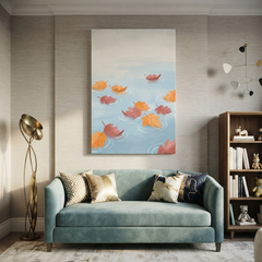 Autumn Leaves Drifting Water Cozy Watercolor Canvas Wall Art Prints