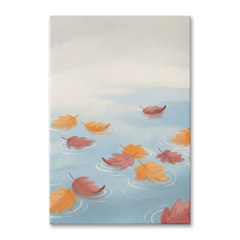 Autumn Leaves Drifting Water Cozy Watercolor Canvas Wall Art Prints