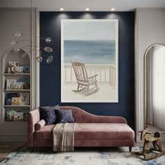Seaside Porch Rocking Chair Cozy Watercolor Canvas Wall Art Prints