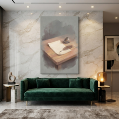 Quill and Parchment Desk Cozy Watercolor Canvas Wall Art Prints