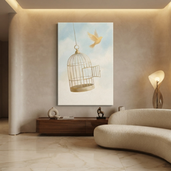 Open Cage Bird Set Free Cozy Watercolor Canvas Wall Art Prints
