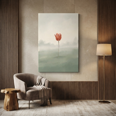 Single Red Tulip Mist Cozy Watercolor Canvas Wall Art Prints