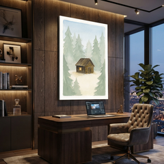 Hidden Log Cabin Woods Cozy Watercolor Canvas Wall Art Prints