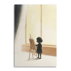Little Artist Sunlit Easel Cozy Watercolor Canvas Wall Art Prints