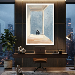 Rainy Window Quiet Companions Cozy Watercolor Canvas Wall Art Prints