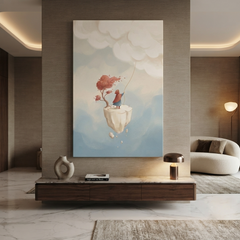 Floating Island Cloud Dreamer Cozy Watercolor Canvas Wall Art Prints