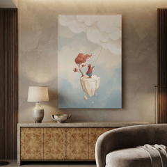 Floating Island Cloud Dreamer Cozy Watercolor Canvas Wall Art Prints
