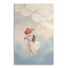 Floating Island Cloud Dreamer Cozy Watercolor Canvas Wall Art Prints
