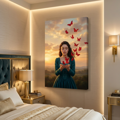 Crimson Butterflies – Soft Surreal Conceptual Canvas Print Art