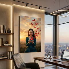 Crimson Butterflies – Soft Surreal Conceptual Canvas Print Art