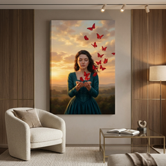 Crimson Butterflies – Soft Surreal Conceptual Canvas Print Art