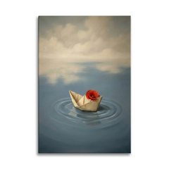 Snowbound Cottage with Warm Light – Soft Surreal Conceptual Canvas Art