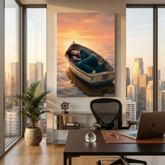 Adrift in a Sunset Dream – Soft Surreal Conceptual Canvas Art