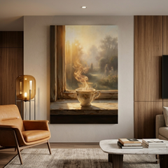 Morning Tea by the Window – Soft Surreal Conceptual Canvas Art