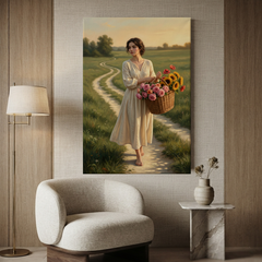 The Country Flower Gatherer – Soft Surreal Conceptual Canvas Art