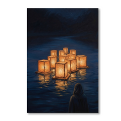 The River Of Lanterns – Soft Surreal Conceptual Canvas Art