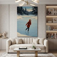 Skating The Frozen Silence – Soft Surreal Conceptual Canvas Art
