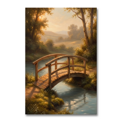 The Golden Garden Bridge – Soft Surreal Conceptual Canvas Art
