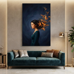Her Thoughts Take Flight – Soft Surreal Conceptual Canvas Art