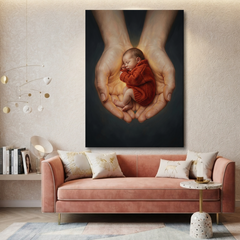 Held In Loving Hands – Soft Surreal Conceptual Canvas Art