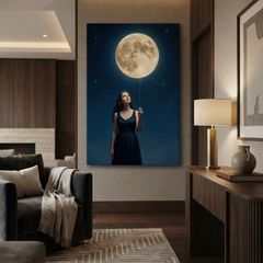 Holding The Full Moon – Soft Surreal Conceptual Canvas Art