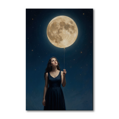 Holding The Full Moon – Soft Surreal Conceptual Canvas Art