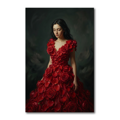 The Gown Of Red Roses – Soft Surreal Conceptual Canvas Art